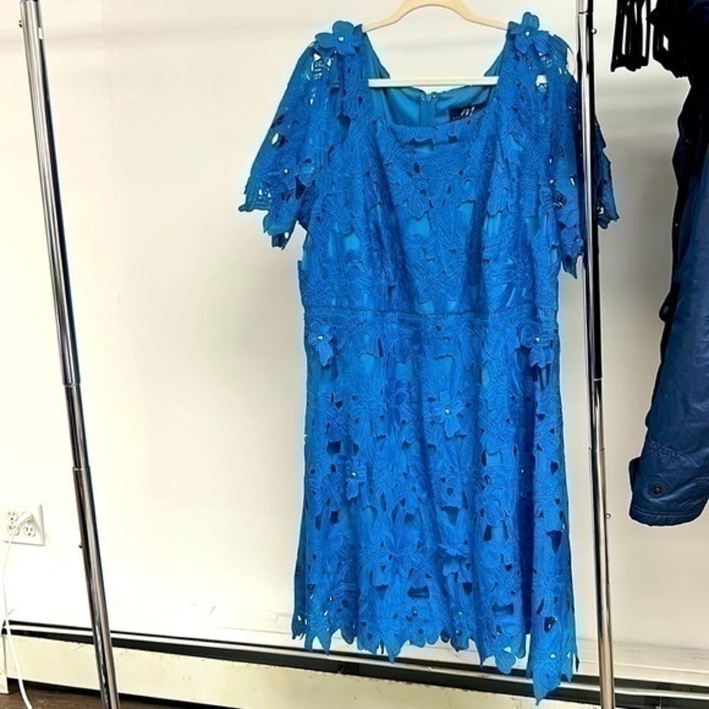 Midnight velvet size 20W blue and silver floral accent dress new with tag